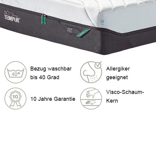 VISCOMATRATZE Pro® Coolquilt 80/200 cm Höhe ca. 23 cm  - Anthrazit/Weiß, Basics, Textil (80/200cm) - Tempur