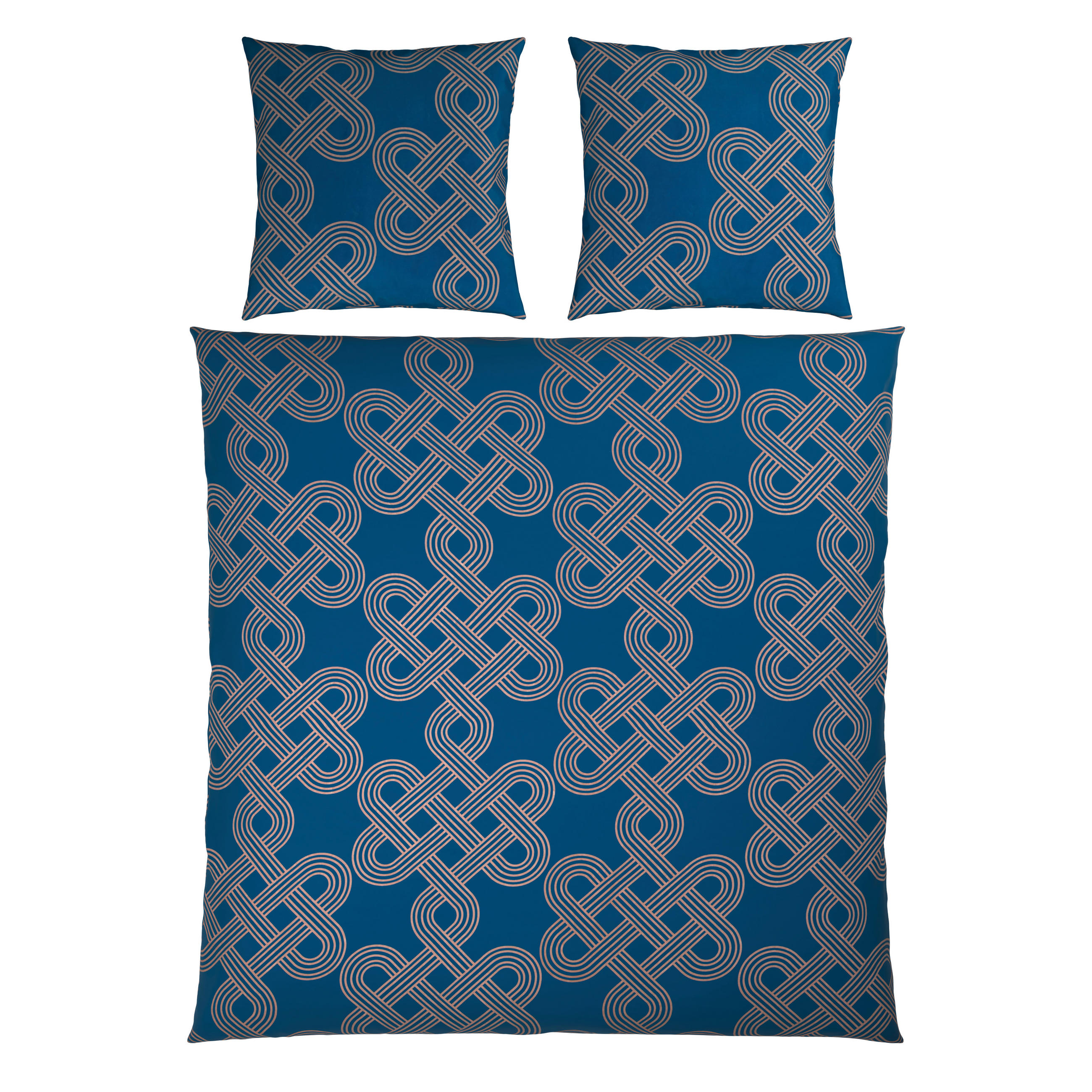 BETTWÄSCHE TIJN Satin 200/200 cm  - Sandfarben/Blau, Design, Textil (200/200cm) - Novel