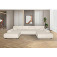 WOHNLANDSCHAFT  in Cord Creme  - Creme/Schwarz, KONVENTIONELL, Textil/Metall (191/351/191cm) - Carryhome