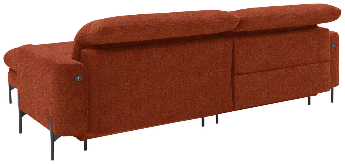 ECKSOFA in Flachgewebe Rostfarben  - Rostfarben/Schwarz, Design, Textil/Metall (252/191cm) - Dieter Knoll
