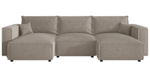 WOHNLANDSCHAFT Beige Cord  - Beige/Schwarz, MODERN, Kunststoff/Textil (153/350/153cm) - Xora