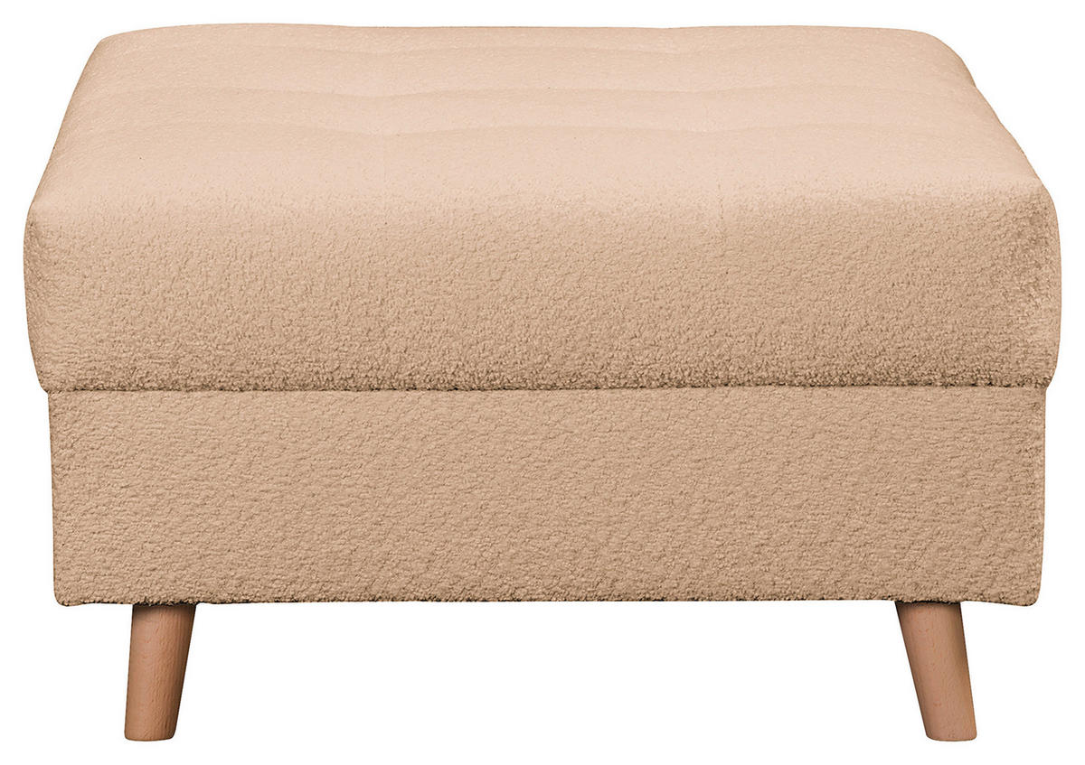 ECKSOFA inkl. Hocker Ariella Beige Bouclé  - Beige/Naturfarben, Design, Holz/Textil (161/231cm) - Livetastic