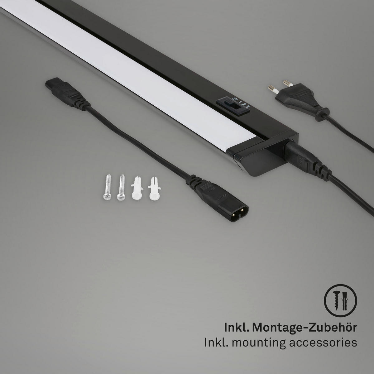 PULTMEGVILÁGÍTÓ LÁMPA LED izzó  - fekete, Basics, műanyag (54,5/6/2,5cm)