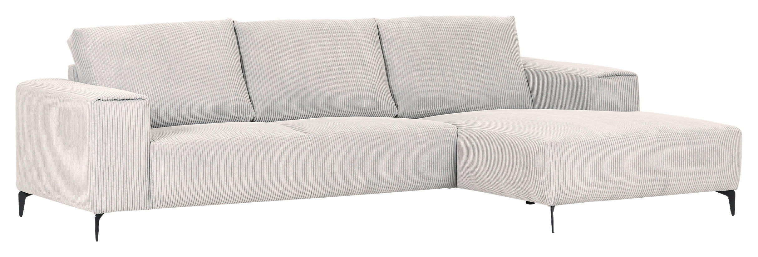 ECKSOFA in Cord Naturfarben  - Schwarz/Naturfarben, Konventionell, Textil/Metall (285/170cm) - Carryhome