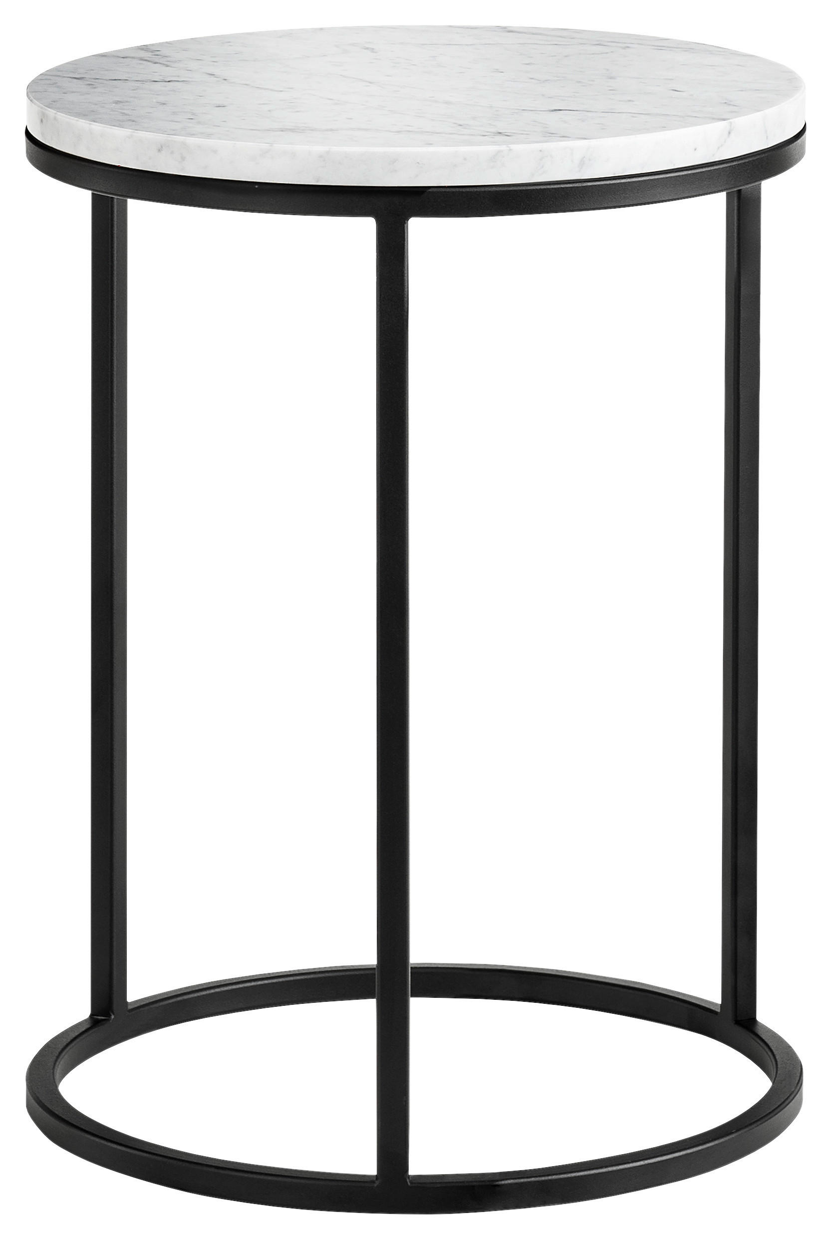 BEISTELLTISCH in Stein 39/39/55 cm  - Schwarz/Weiß, Design, Stein/Metall (39/39/55cm) - Johann Jakob