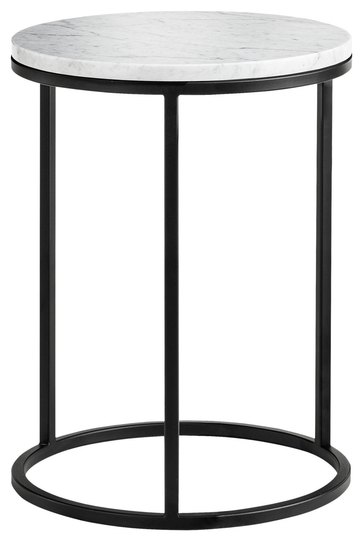 BEISTELLTISCH in Stein 39/39/55 cm  - Schwarz/Weiß, Design, Stein/Metall (39/39/55cm) - Johann Jakob