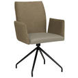 ARMLEHNSTUHL  , Stoffauswahl, Typenauswahl, Sitzfläche 360° drehbar  , Mikrofaser  ,  - Graubraun/Schwarz, Design, Textil/Metall (60/91/60cm) - Moderano
