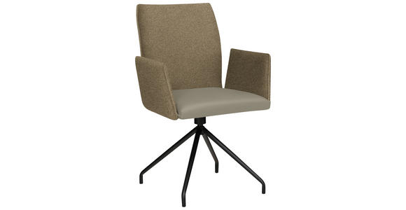 ARMLEHNSTUHL  , Stoffauswahl, Typenauswahl, Sitzfläche 360° drehbar  , Mikrofaser  ,  - Graubraun/Schwarz, Design, Textil/Metall (60/91/60cm) - Moderano
