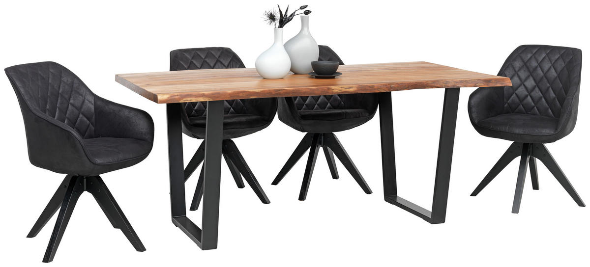 TISCHGESTELL Schwarz  - Schwarz, Design, Metall (78/7,5/72cm) - Valdera