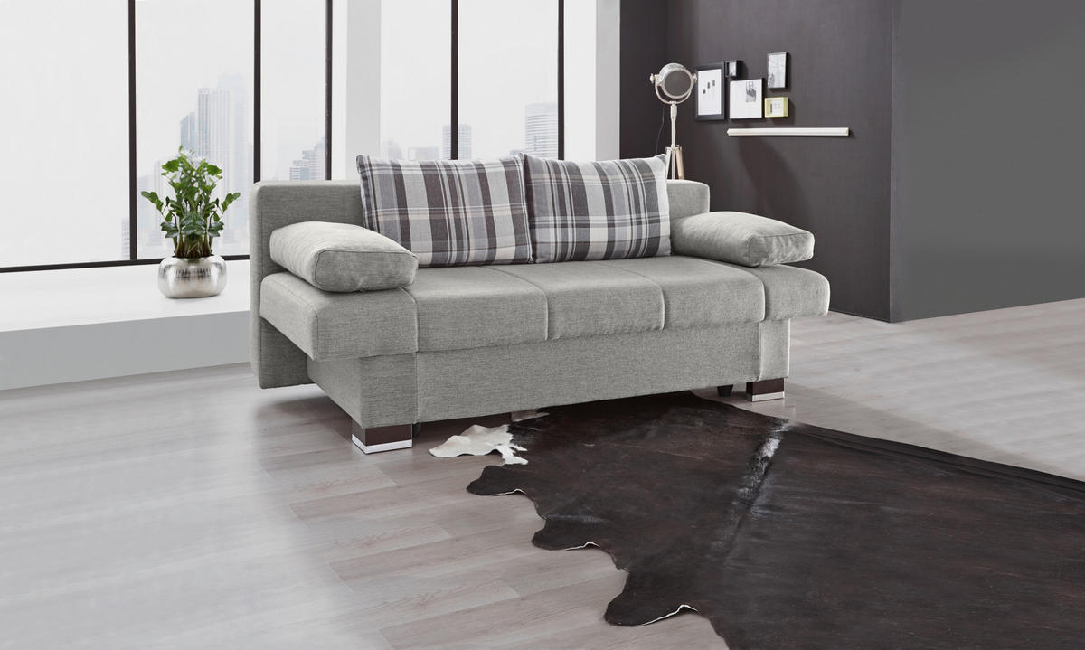 SCHLAFSOFA  mit Stoffauswahl, Schlafen auf Sitzhöhe, Rücken echt Grau  - Wengefarben/Alufarben, KONVENTIONELL, Holz/Textil (200/80/94cm) - Novel