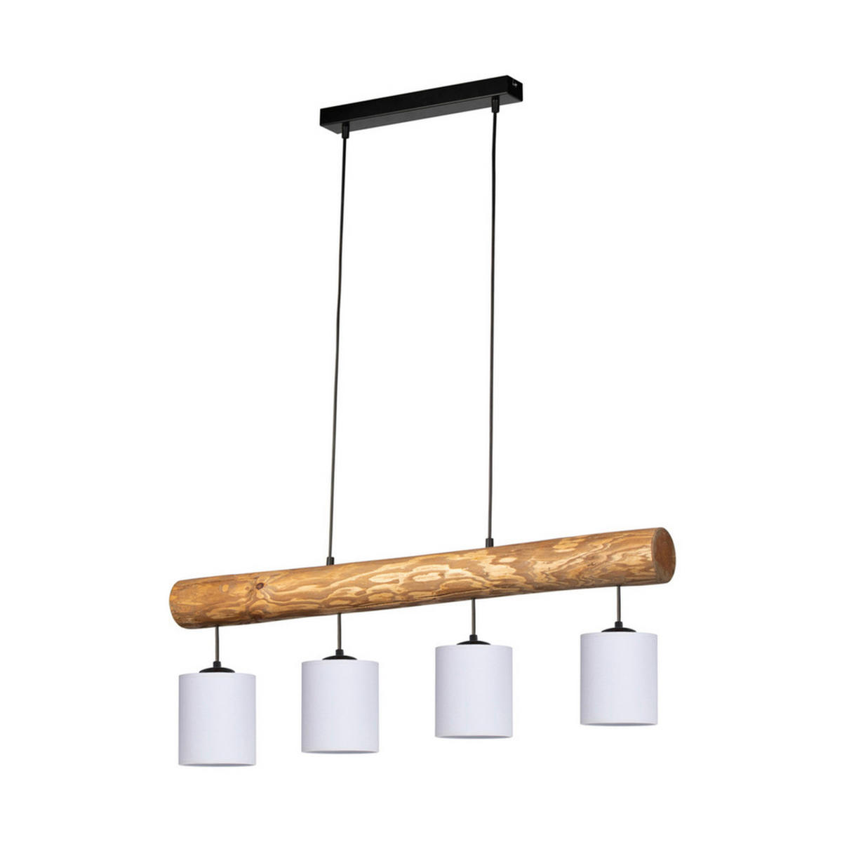 HÄNGELEUCHTE 90/13/130 cm  - Weiß Hochglanz/Schwarz, Natur, Holz/Textil (90/13/130cm)