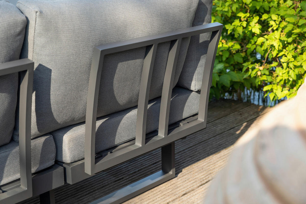 LOUNGEGARNITUR   253/70/175 cm Teakholz Aluminium  - Anthrazit/Grau, Basics, Holz/Textil (253/70/175cm) - Gardenson