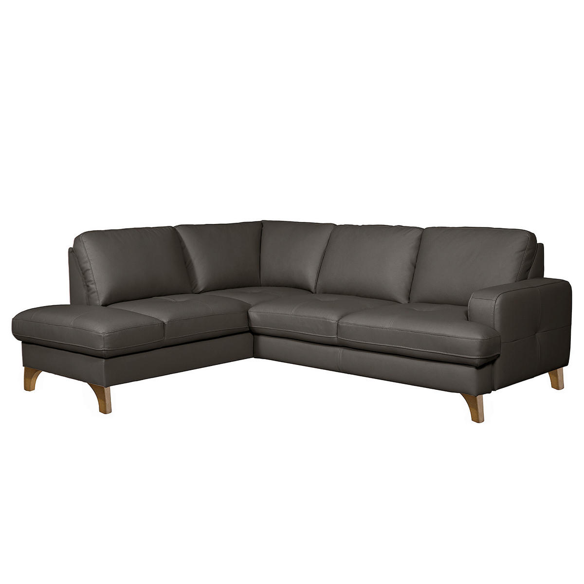 ECKSOFA Lederlook Echtleder Dunkelbraun  - Dunkelbraun/Buchefarben, Design, Leder/Holz (190/234cm) - Livetastic