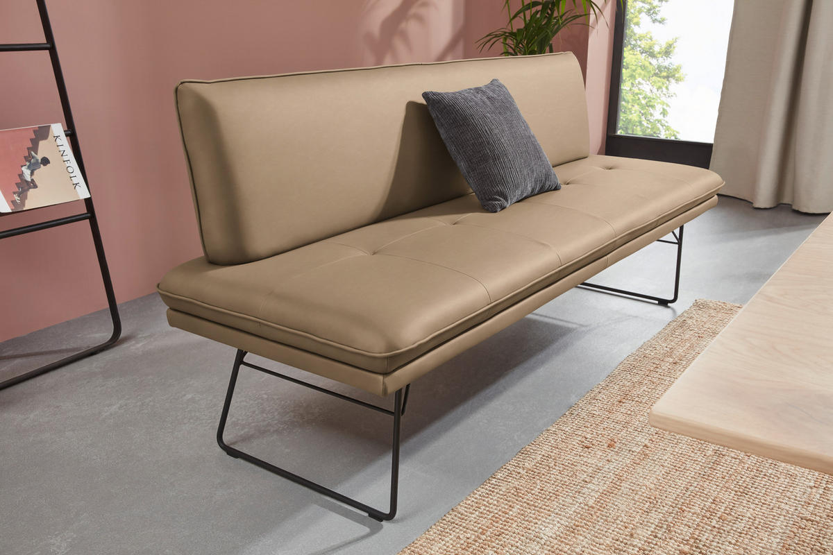 SITZBANK in Metall, Textil Schwarz, Sandfarben  - Sandfarben/Schwarz, Design, Textil/Metall (195/87/65cm) - Dieter Knoll