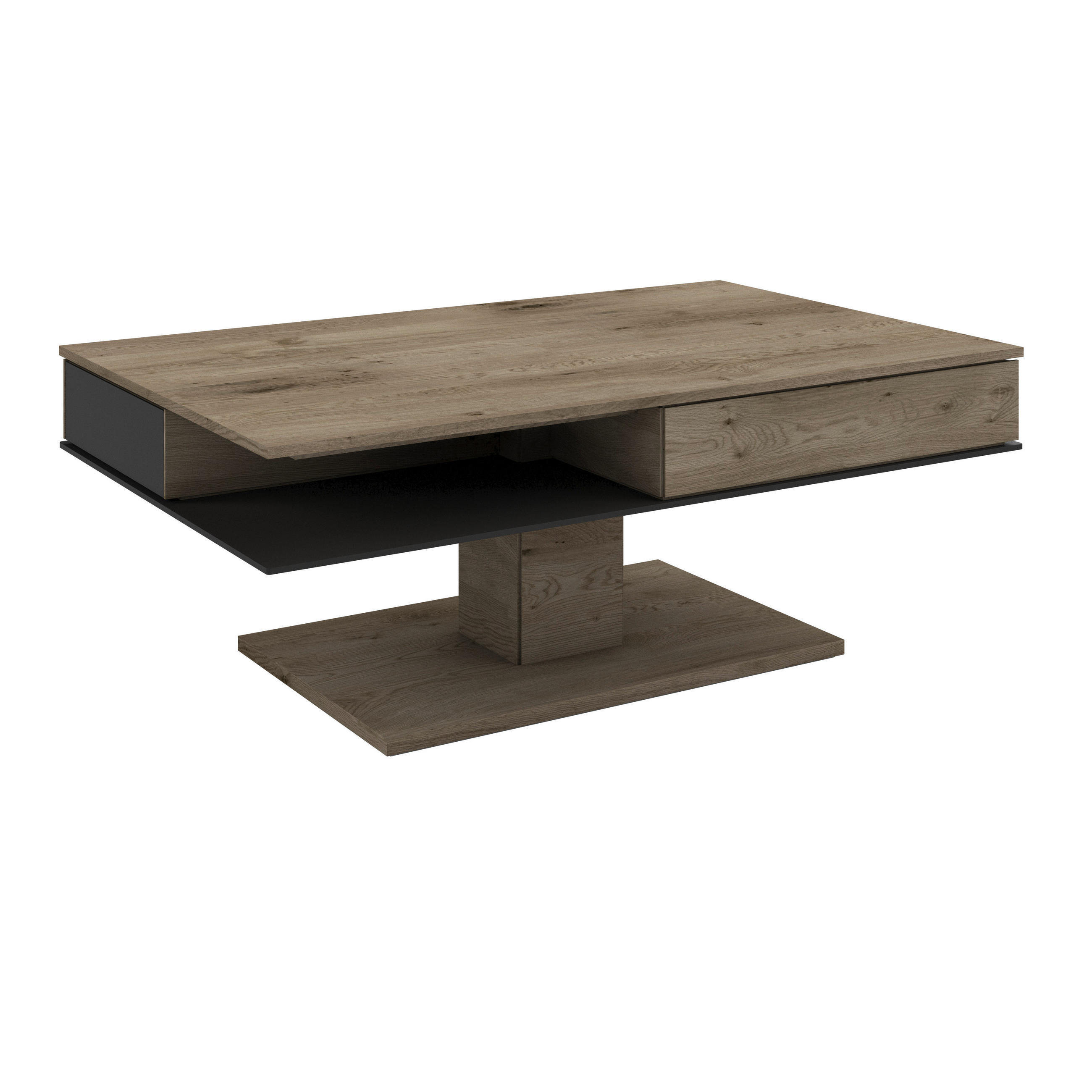 COUCHTISCH in Holz, Glas 120/75/46 cm  - Eichefarben/Anthrazit, Design, Glas/Holz (120/75/46cm) - Voglauer