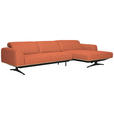 ECKSOFA in Struktur Orange  - Eichefarben/Schwarz, Design, Holz/Textil (305/163cm) - Novel