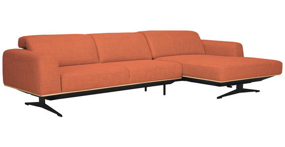 ECKSOFA Orange Struktur  - Eichefarben/Schwarz, Design, Holz/Textil (305/163cm) - Novel