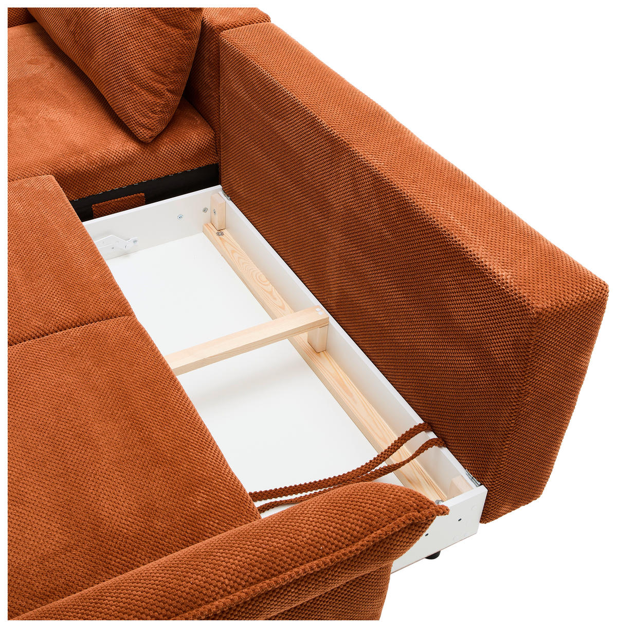ECKSOFA in Chenille Rostfarben  164/255 cm  - Rostfarben/Schwarz, KONVENTIONELL, Textil/Metall (164/255cm) - Carryhome