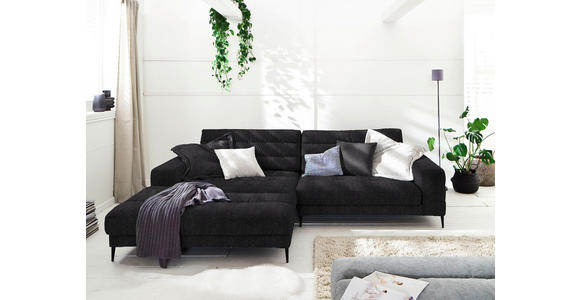 ECKSOFA in Flachgewebe Schwarz  - Schwarz, Design, Textil/Metall (207/296cm) - Dieter Knoll