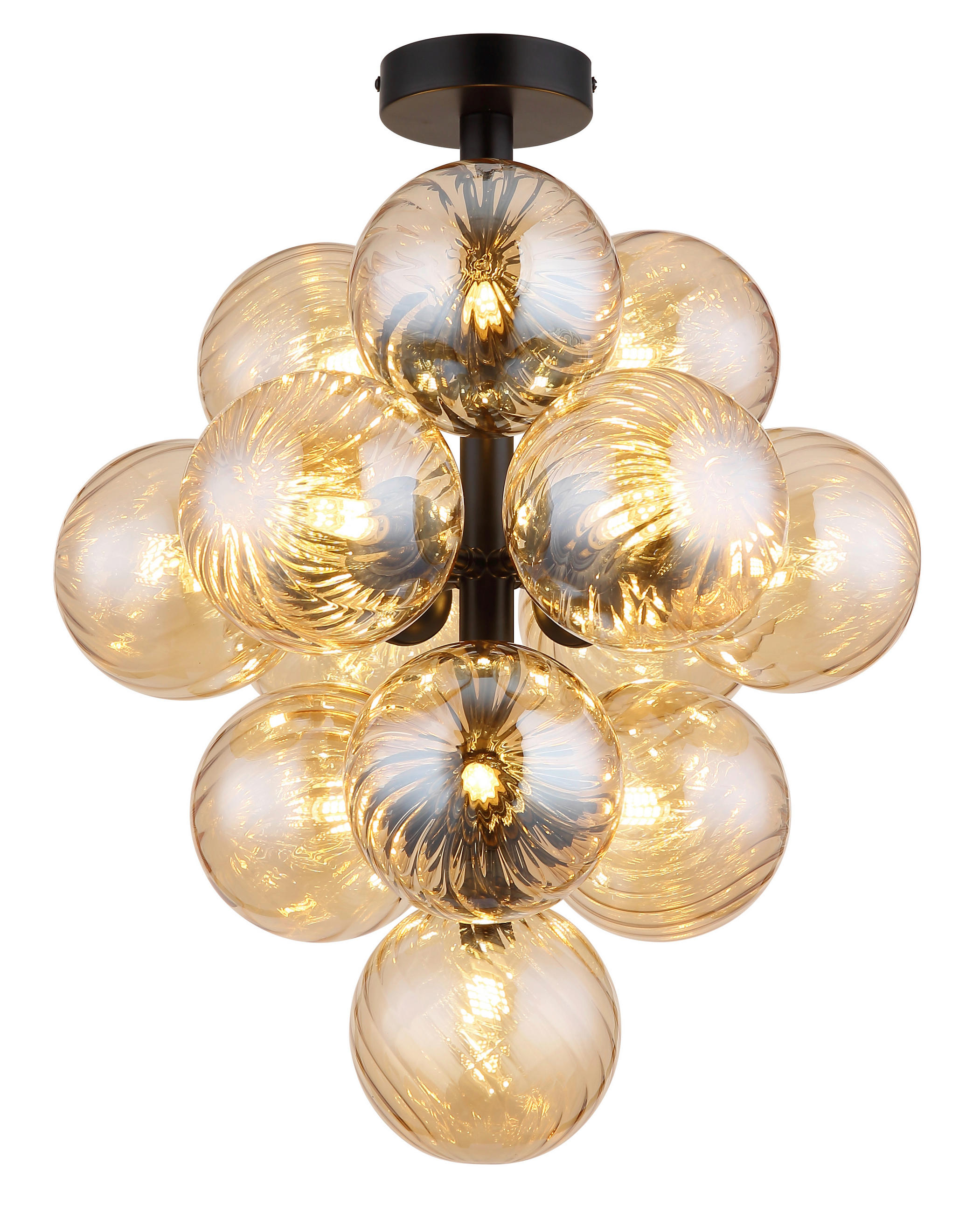 DECKENLEUCHTE  39,5/50 cm    - Schwarz/Orange, Design, Glas/Metall (39,5/50cm) - Globo