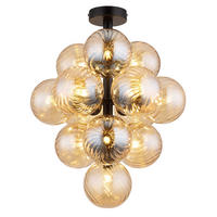 DECKENLEUCHTE  39,5/50 cm    - Schwarz/Orange, Design, Glas/Metall (39,5/50cm) - Globo