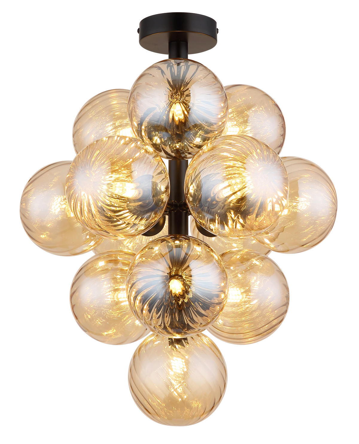 DECKENLEUCHTE  39,5/50 cm    - Schwarz/Orange, Design, Glas/Metall (39,5/50cm) - Globo