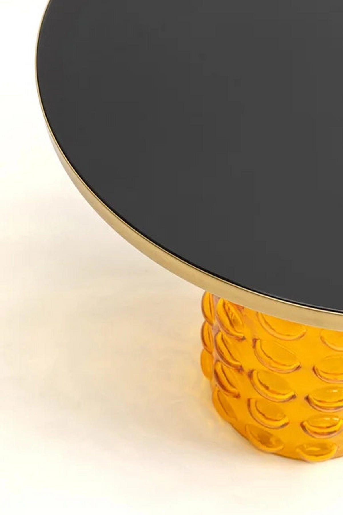 BEISTELLTISCH in Metall, Glas 50/50/52 cm  - Schwarz Hochglanz/Gelb, Design, Glas/Metall (50/50/52cm) - Kare-Design