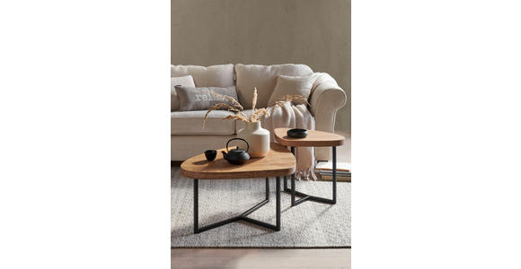 COUCHTISCH in Holz, Metall 48/45/45 cm - Eichefarben/Schwarz, Natur, Holz/Metall (48/45/45cm) - Novel