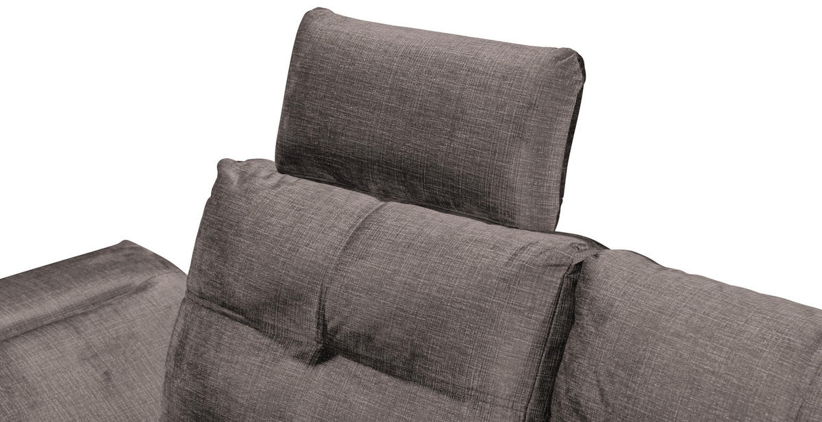 ECKSOFA in Mikrovelours Graubraun  - Graubraun/Schwarz, Konventionell, Kunststoff/Textil (275/170cm) - Carryhome