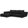 ECKSOFA in Webstoff Schwarz  - Silberfarben/Schwarz, MODERN, Kunststoff/Textil (218/304cm) - Carryhome