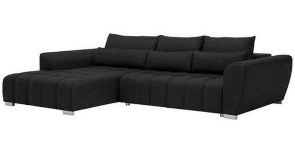 ECKSOFA in Webstoff Schwarz  - Silberfarben/Schwarz, MODERN, Kunststoff/Textil (218/304cm) - Carryhome