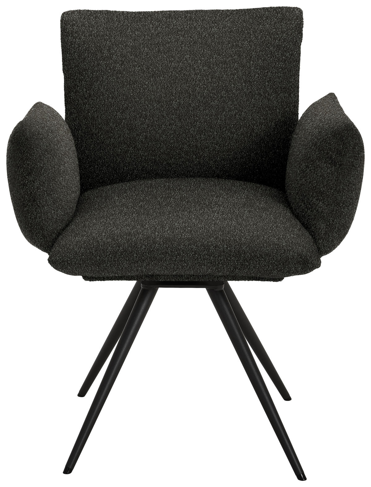 ARMLEHNSTUHL Stahl Struktur  - Dunkelgrau/Anthrazit, Natur, Textil/Metall (72/90/65cm) - Venjakob