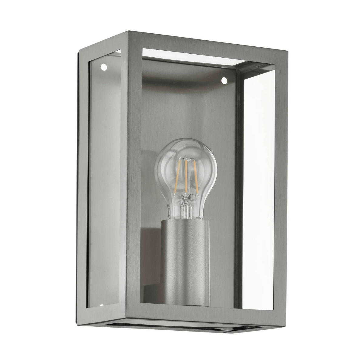 AUSSENWANDLEUCHTE - Klar/Edelstahlfarben, Konventionell, Glas/Metall (26/17/10cm) - Eglo