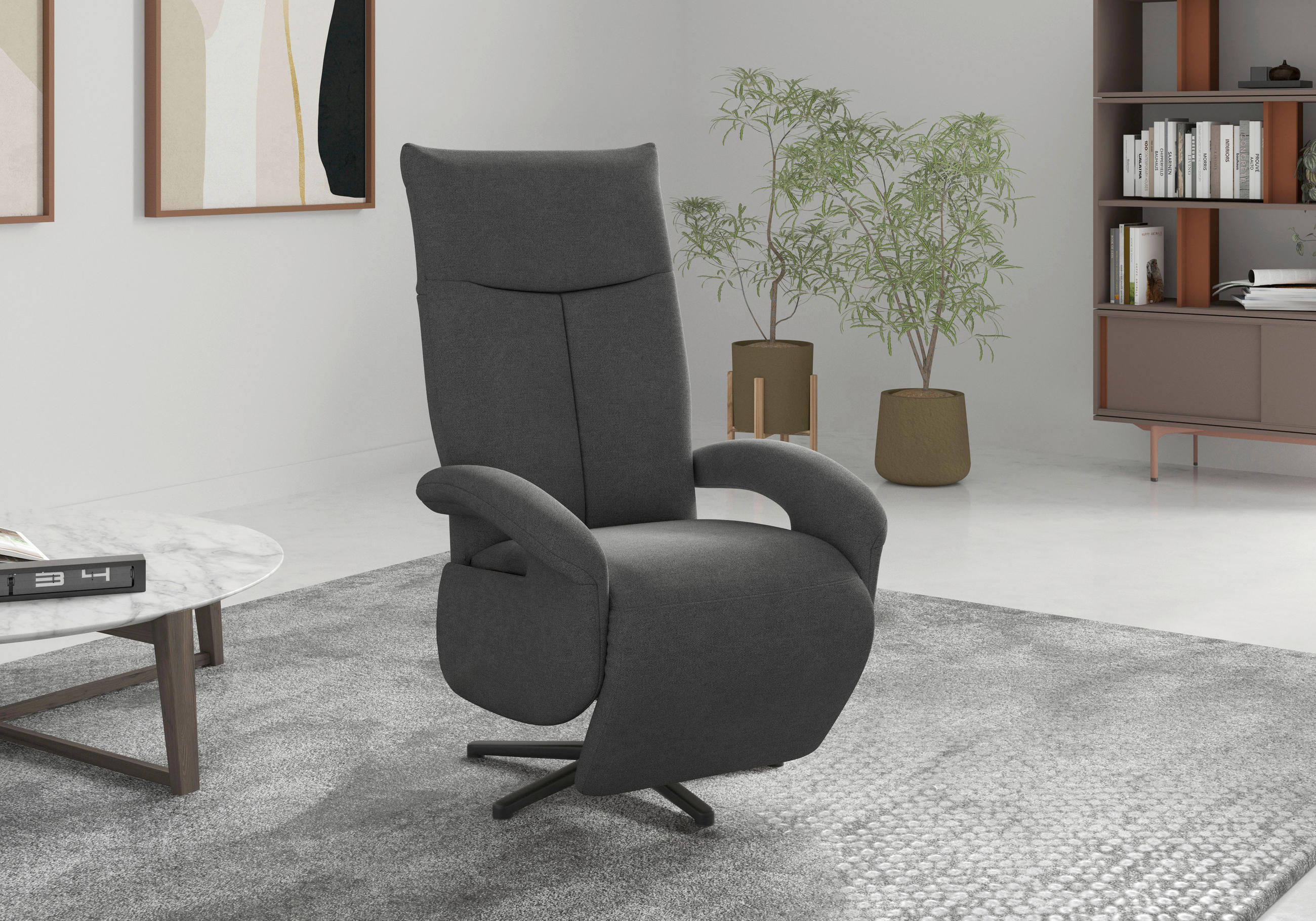 RELAXSESSEL in Textil Dunkelgrau  - Dunkelgrau/Schwarz, MODERN, Textil/Metall (74/112/82cm) - Sit & More