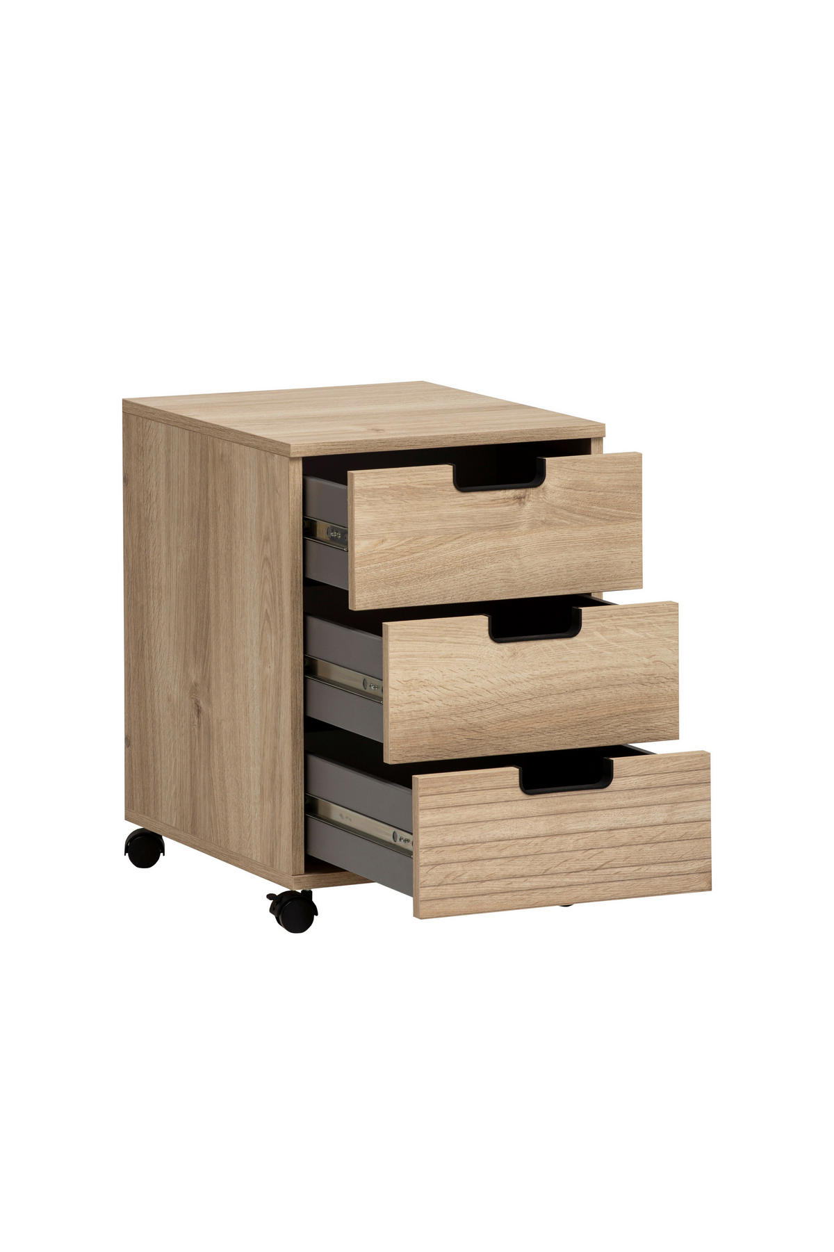 ROLLCONTAINER Eichefarben  - Eichefarben/Schwarz, MODERN, Holzwerkstoff/Kunststoff (40,1/57/50cm) - MID.YOU