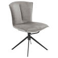 STUHL  , Wippfunktion, Sitzfläche 360° drehbar  , Velours  ,  - Hellgrau/Schwarz, Design, Textil/Metall (53/88/62cm) - Novel
