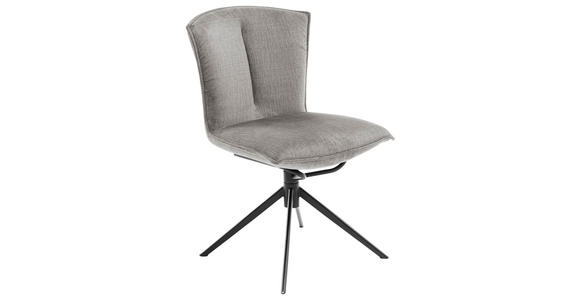 STUHL  , Wippfunktion, Sitzfläche 360° drehbar  , Velours  ,  - Hellgrau/Schwarz, Design, Textil/Metall (53/88/62cm) - Novel