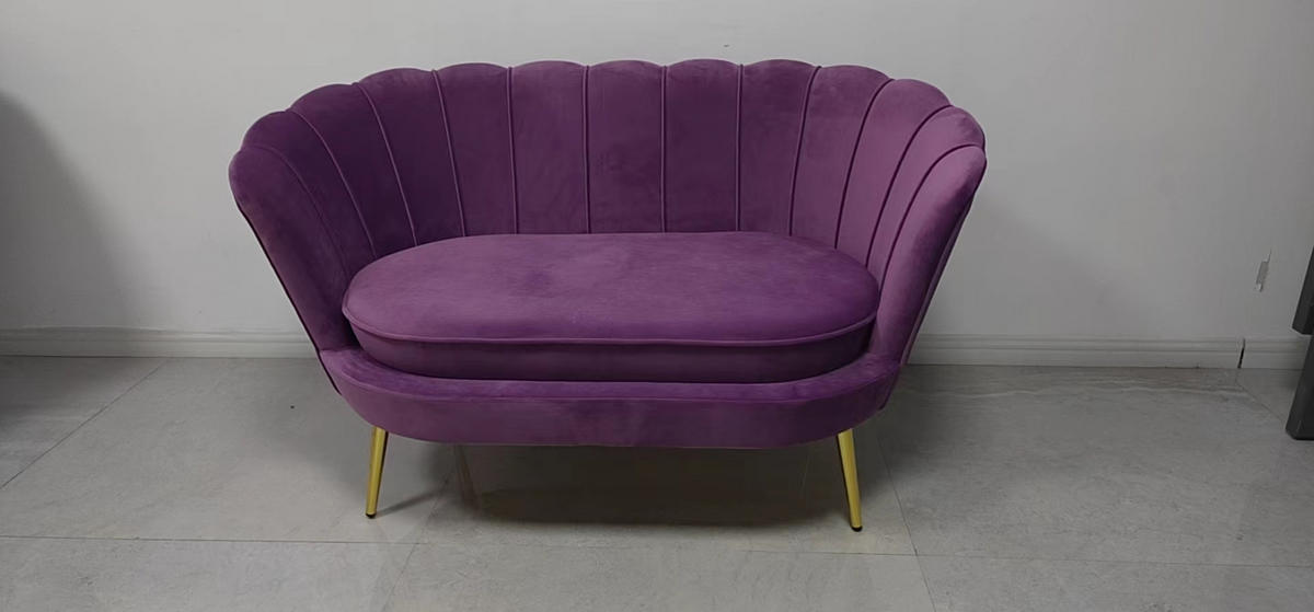 2-SED,  lila, zlate barve les, kovina, tekstil  - lila/zlate barve, Moderno, kovina/tekstil (132/78/76cm) - Xora