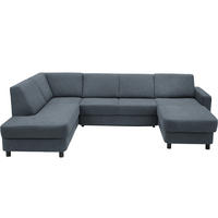 WOHNLANDSCHAFT  in Webstoff Blaugrau  - Blaugrau/Schwarz, Design, Holz/Textil (198/296/165cm) - Xora