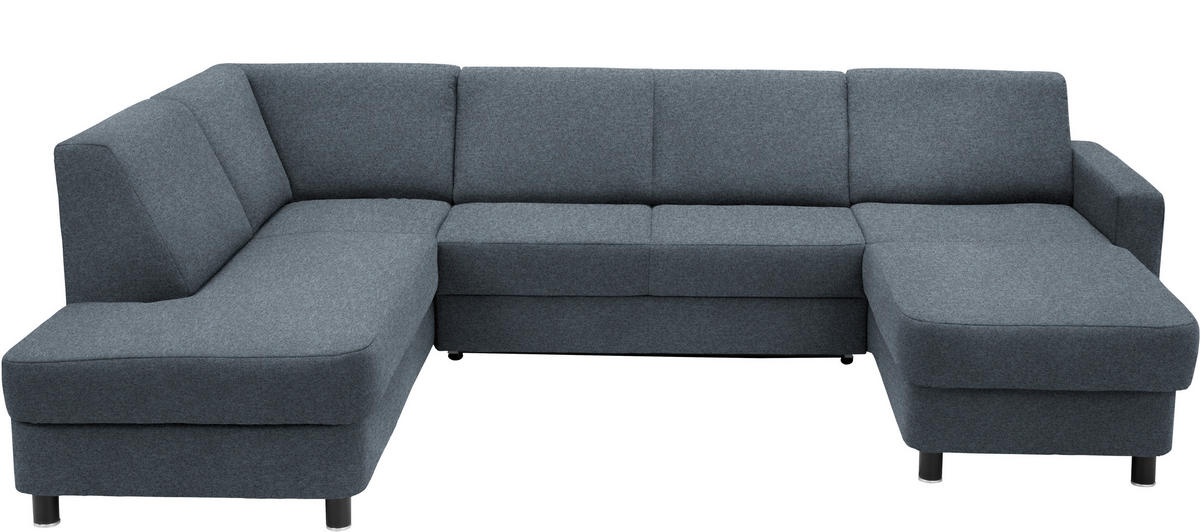 WOHNLANDSCHAFT  in Webstoff Blaugrau  - Blaugrau/Schwarz, Design, Holz/Textil (198/296/165cm) - Xora