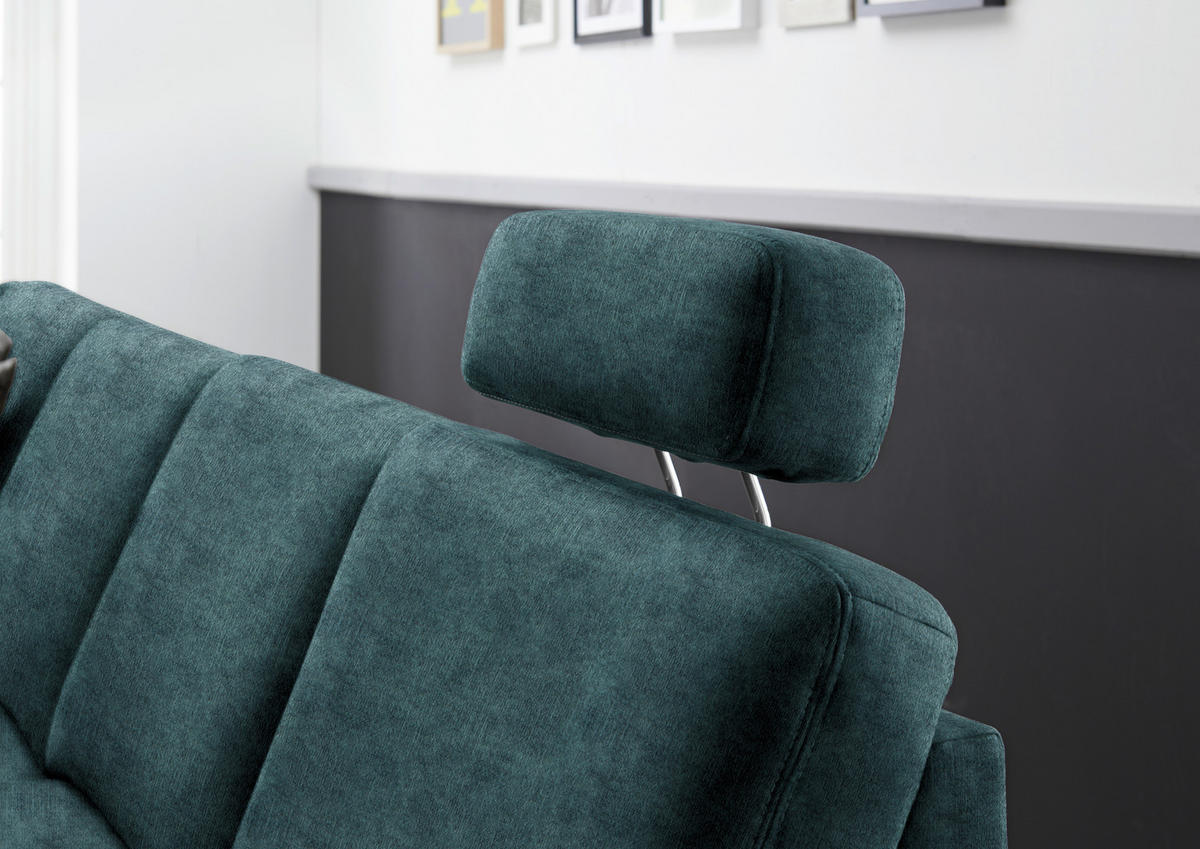 WOHNLANDSCHAFT in Velours Petrol  - Eichefarben/Petrol, Konventionell, Holz/Textil (167/316/235cm) - Beldomo System