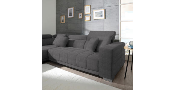 ECKSOFA in Mikrofaser Grau  - Chromfarben/Grau, Design, Textil/Metall (207/301cm) - Xora