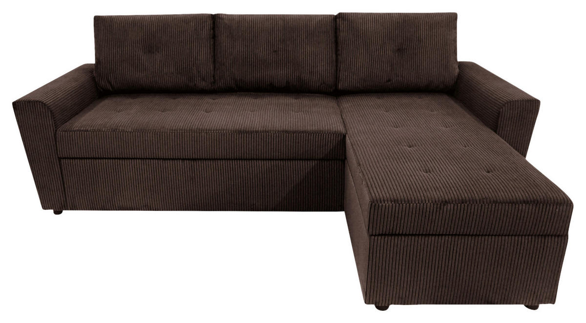 ECKSOFA TERMOLI Braun Cord Rückenkissen, Bettkasten  - Schwarz/Braun, Design, Kunststoff/Textil (231/155cm) - MID.YOU