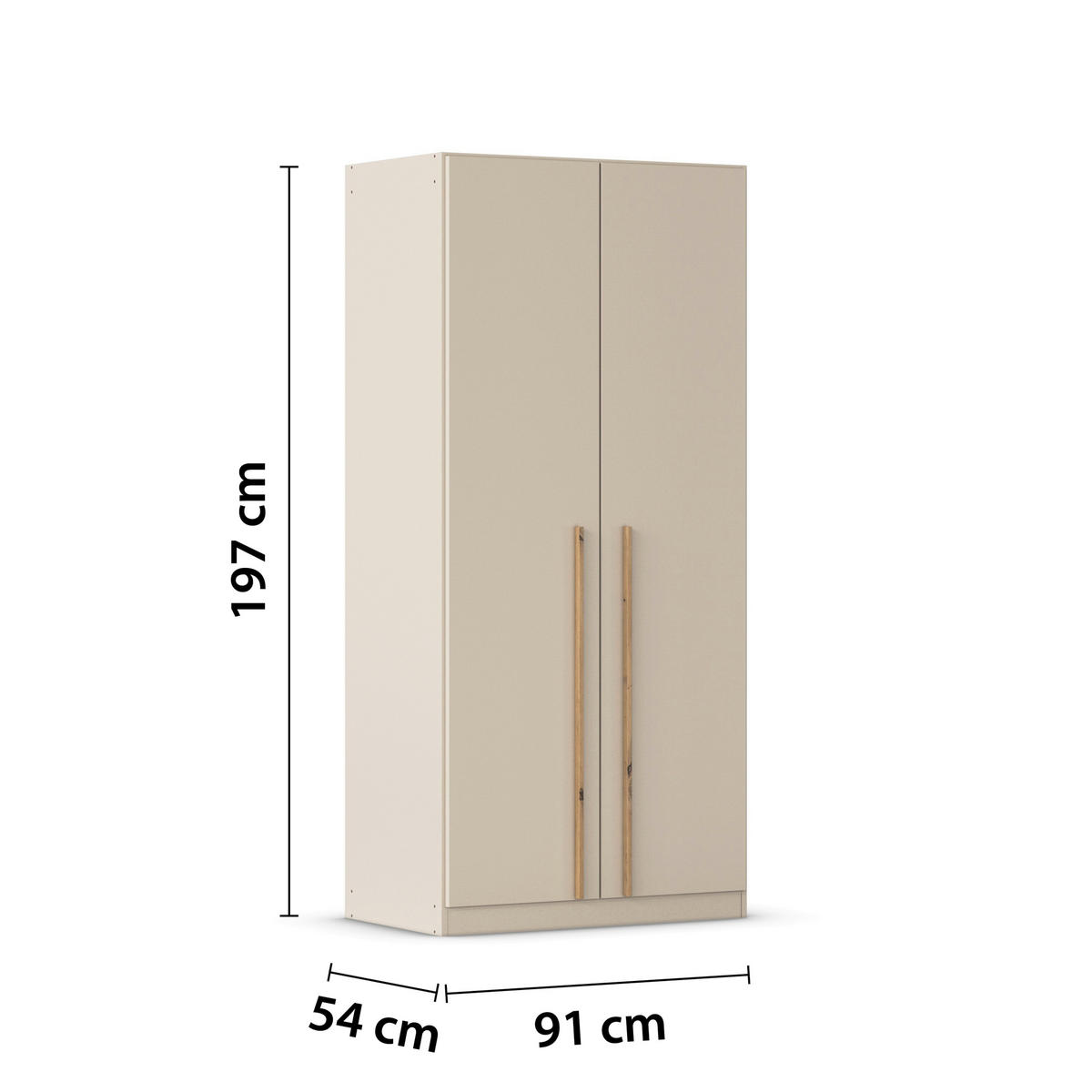 DREHTÜRENSCHRANK 2-türig Champagner, Eiche Artisan  - Champagner/Eiche Artisan, Design, Holz/Holzwerkstoff (91/197/54cm) - Stylife