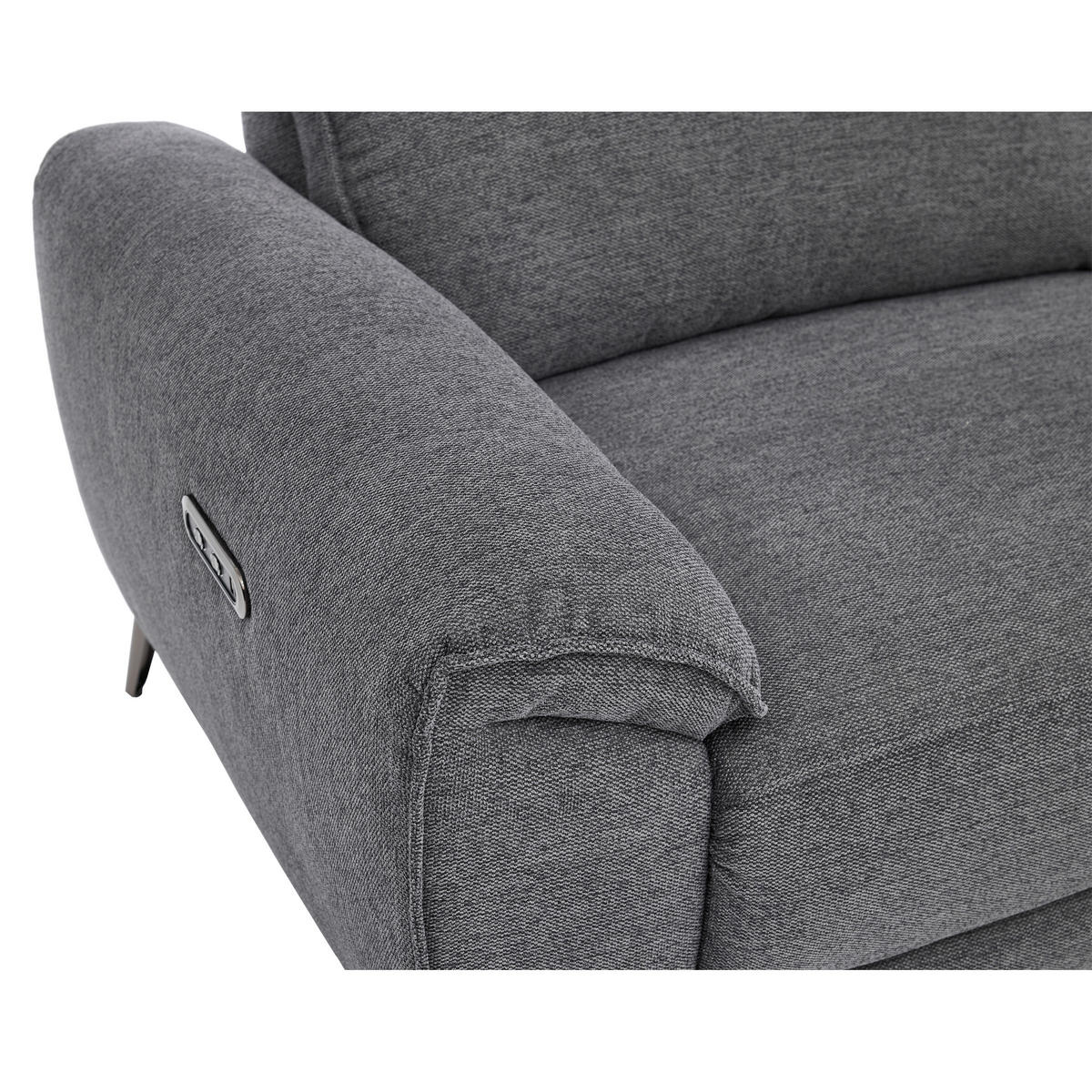 ECKSOFA Dunkelgrau Webstoff Rücken echt, Relaxfunktion  - Chromfarben/Dunkelgrau, Design, Textil/Metall (272/168cm) - Carryhome
