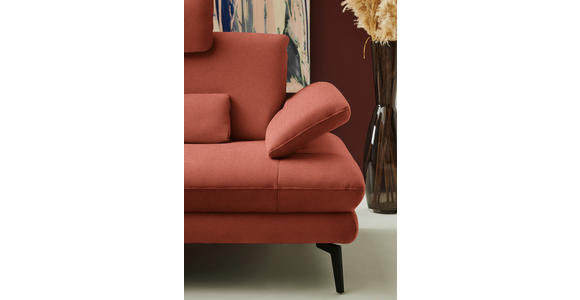 ECKSOFA  in Chenille, Flachgewebe Terracotta  180/284 cm  - Terracotta/Schwarz, Design, Textil/Metall (180/284cm) - Dieter Knoll