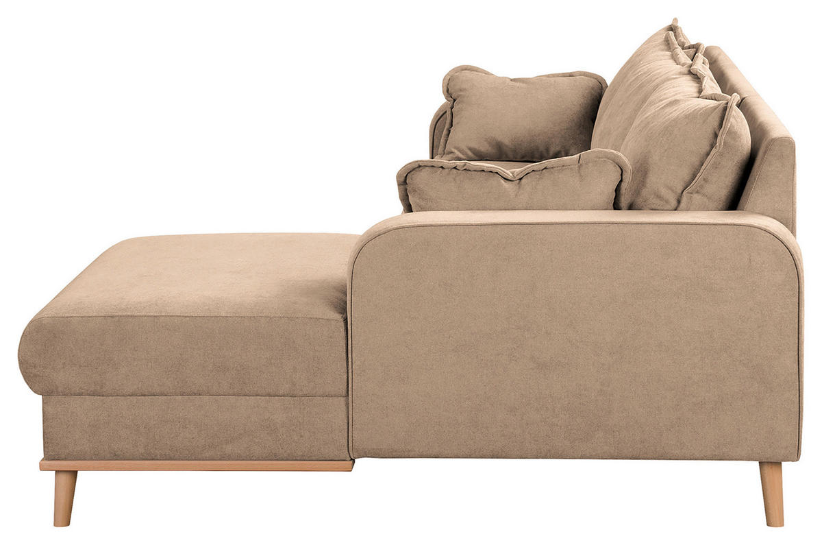 ECKSOFA in Mikrofaser Beige  - Wengefarben/Beige, Design, Holz/Textil (230/150cm) - Livetastic