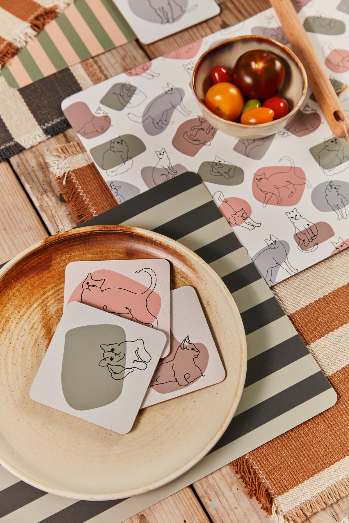 UNDERLÄGG SET 4 delar  - multicolor, Basics, trä (10/10/0.3cm)