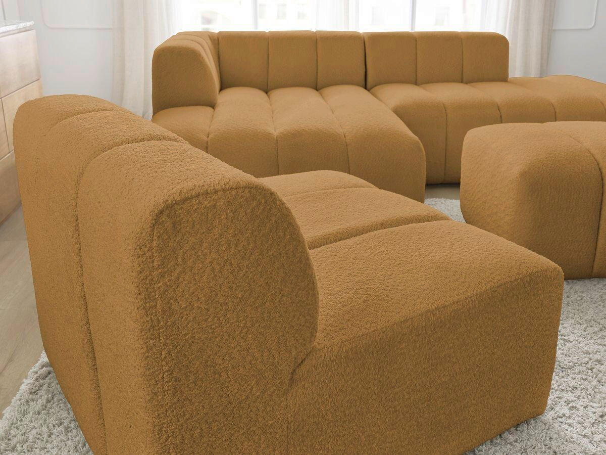 ECKSOFA Ottomane links  ANNECY Gelb Bouclé  - Gelb/Schwarz, MODERN, Kunststoff/Textil (170/262cm)