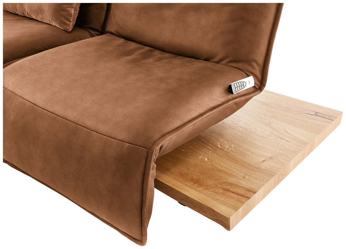 2-SITZER-SOFA in Echtleder Hellbraun  - Hellbraun/Eichefarben, Natur, Leder/Holz (240/63/115cm) - Koinor